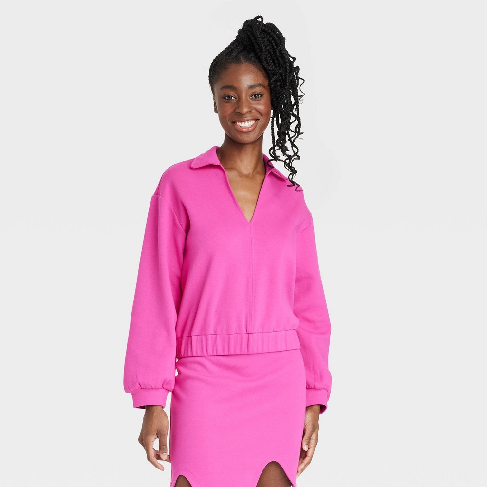 Black History Month Target x Sammy B Women's Balloon Long Sleeve V-Neck Scuba T-Shirt - Pink XXL