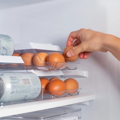 OU Egg Holder for Fridge, BPA Free Rolling Egg Organizer for Refrigerator Organization, Clear Stackable Container for Kitchen Organizers and Storage — фото 7