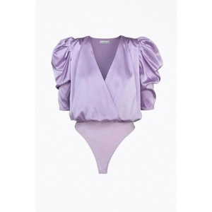 Women's LILA WRAP-EFFECT SATEEN BODYSUIT - adelyn rae - 1 of 4