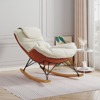 Light Luxury Single Rocking Chair with Washable Seat Cushion for Indoor, Accent Chair for Living Room and Bedroom - The Pop Home