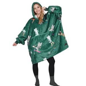 Catalonia Oversized Fleece Flannel Blanket Hoodie Sweatshirt for Women Men, Warm Wearable Blanket Pullover Adult, Cozy Christmas Gift for Wife Woman - 1 of 4