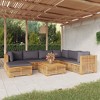 vidaXL 8 Piece Patio Lounge Set: Outdoor Furniture Comprising of Solid Teak Wood, Dark Gray Cushions, Middle Sofa, Corner Sofa, Footrest & Table - 2 of 4