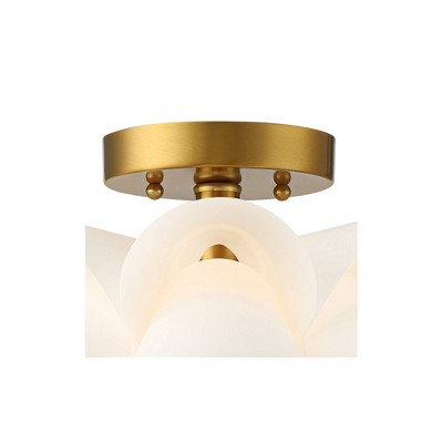 White Flower Gold Metal Semi-Flush Mount Ceiling Light