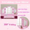 Nasitip Kids Vanity Table Set, 2 in 1 Princess Makeup Desk with Touch Light Detachable Tri-Folding Mirror,Open Storage Shelves，for Girls - 4 of 4