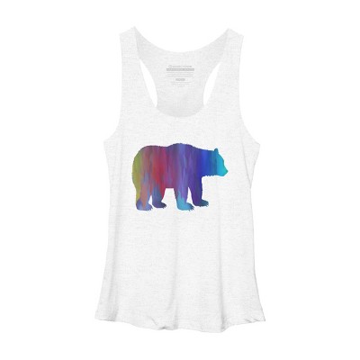 Adult Design By Humans Rainbow Watercolor Artistic Bear By Maryedenoa Racerback Tank Top