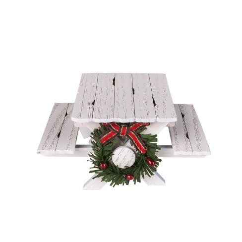 Beachcombers 5.1" WHT MDF PICNIC TABLE with WREATH - image 1 of 2