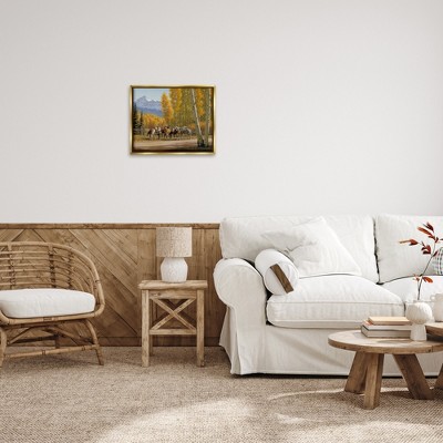 Horses with Fall Foliage Floater Frame Canvas Wall Art, 20in x 16in ...