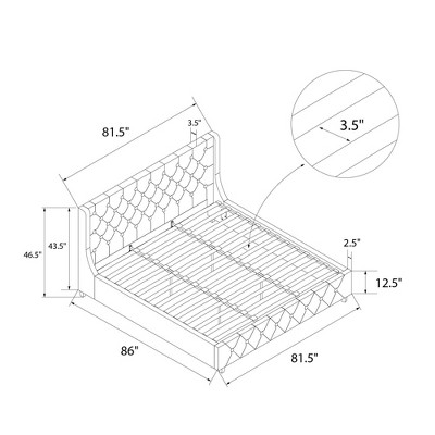 King Gray Linen Tufted Upholstered Bed with Metal Frame