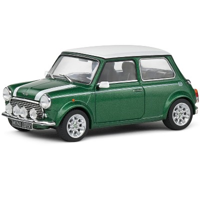 1994 Mini Cooper Sport British Racing Green with White Top and Stripes 1/43 Diecast Model Car by Solido
