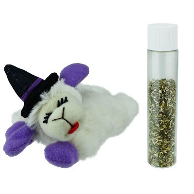 Multipet Lamb Chop with Witch Hat and Refillable Catnip Cat Toy, Small Size