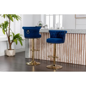 CAVINAS 32" Velvet Swivel Bar Stools Adjustable Height,Counter Stools Set of 2 with Backrest,Barstools with Footrest,Bar Stool for Kitchen&Dining - 1 of 4