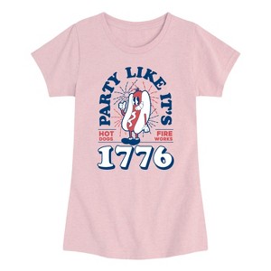 Girls' - Instant Message - Hotdog and Fireworks Fitted Short Sleeve Graphic T-Shirt - 1 of 4