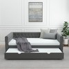 NicBex Full Daybed with Twin Trundle, Velvet Sofa Bed with Tufted Button Back, Upholstered Day Bed with Copper Nail Design - 2 of 4