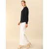 INSPIRE CHIC Women's Office Keyhole Elegant Stand Collar Long Sleeve Back Neck Button Blouse - 4 of 4