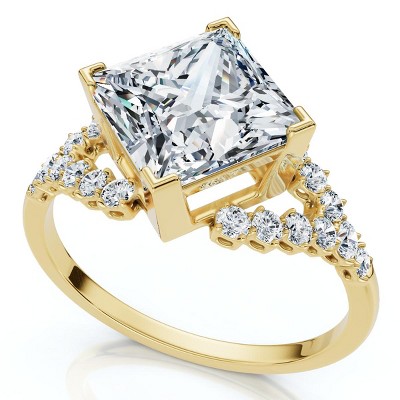 Pompeii3 Certified 2.25Ct Princess Cut Diamond Engagement Ring 14k Gold or Pt Lab Created