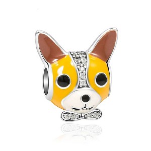 Dog Puppy Charm European Bead Enamel Sterling Silver Ginger Lyne Collection - 1 of 4