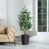 DR.Planzen 72" Faux Ficus Tree with Real Wood - UV Resistant 6FT Artificial Plant with Silk Leaves in 15.7" Planter for Indoor & Floor Decor - 2 of 4
