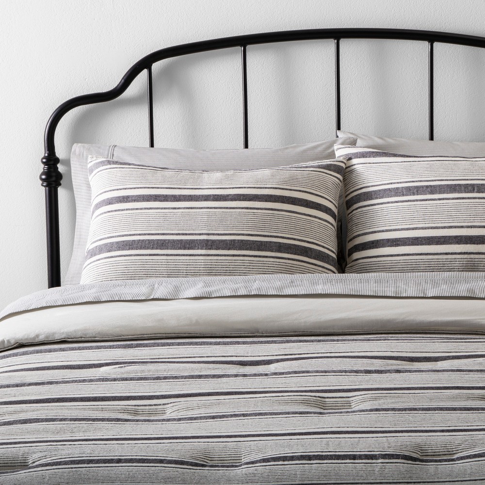 Twin Comforter Set Yarn Dye Stripe Railroad Gray / Sour