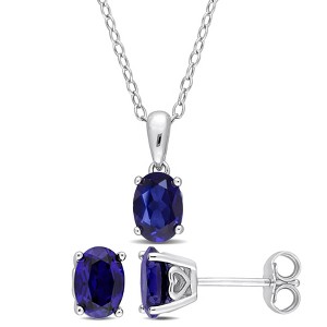 EVERLY JEWELRY | Sterling Silver Created Gemstone and Multiple Gemstones 2-Piece Set of Pendant with Chain and Earrings. - 1 of 3