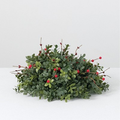 Sullivans Artificial Winter Boxwood 1/2 Orb 6.5"H Green