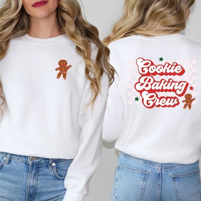 Simply Sage Market Women's Graphic Sweatshirt Cookie Baking Crew Checkered Front and Back