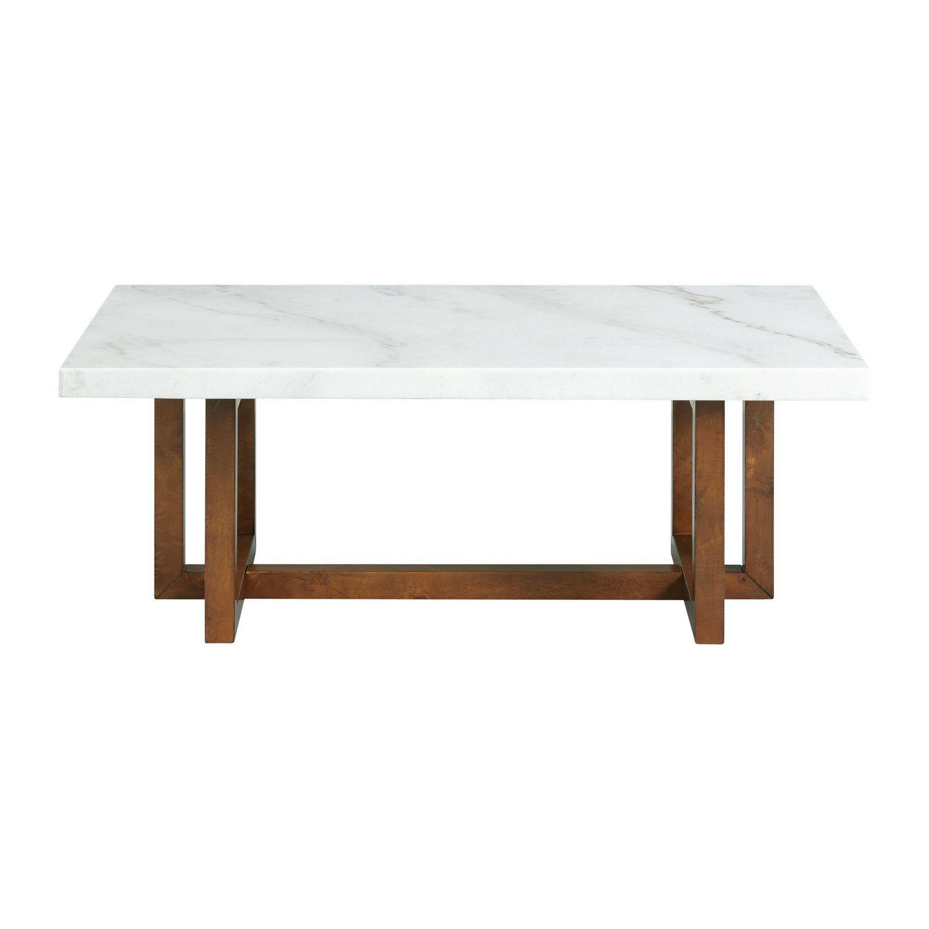 Meyers Marble Rectangular Coffee Table White - Picket House Furnishings: Mid-Century Modern, Rubberwood Base, 1 Year Warranty