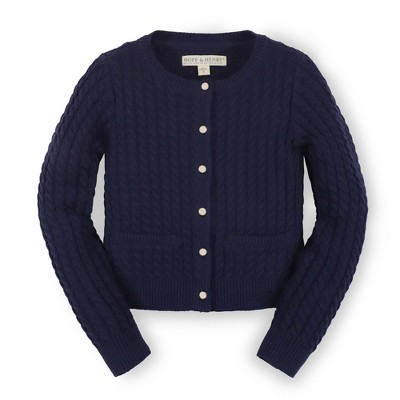 Image of Hope & Henry Girls' Long Sleeve Classic Cable Cardigan Sweater, Infant, 6-12 Months