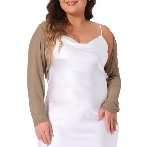 Agnes Orinda Women's Plus Size Mesh Crop Long Sleeve Open Front Cardigans - 1 of 4