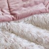 Gulches 2 PCS Twin/Twin XL Shaggy Faux Fur Comforter Mini Set,Pink and White - 3 of 4