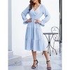 Clearlove Casual V Neck Layered Long Sleeve Wedding Guest Maxi Dresses for Women Flowy Maxi Dress - 3 of 4