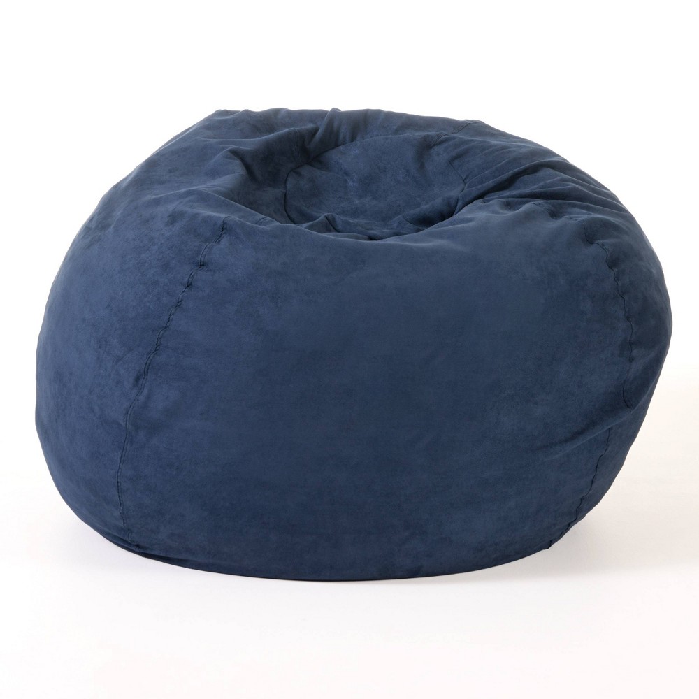 Christopher Knight Home Madison Faux Suede 5-Foot Beanbag - Blue: Round Comfort Foam-Filled Lounger, Machine Washable Cover