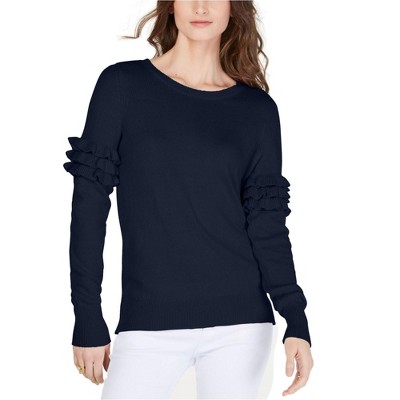 Michael Kors Womens Ruffle Sleeve Pullover Sweater