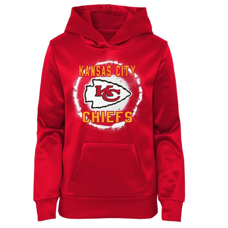 NFL Kansas City Chiefs Girls&#39; Long Sleeve Fleece Hooded Sweatshirt, 1 of 3