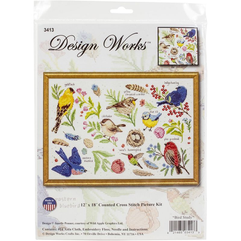 Design Works Counted Cross Stitch Kit 12"X18"-Bird Study (14 Count), 1 of 4