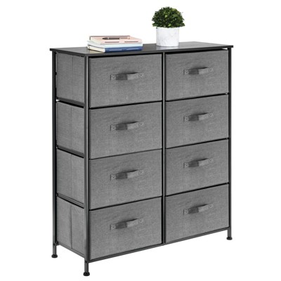 Image of mDesign Large Storage Dresser Furniture, 8 Removable Fabric Drawers, Dark Gray