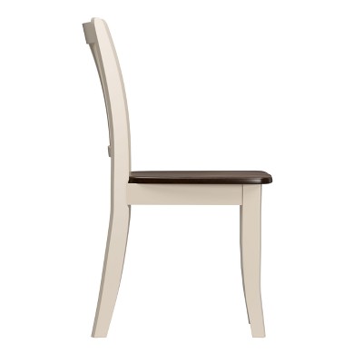 High Ladderback Cream and Brown Wood Side Chair Set