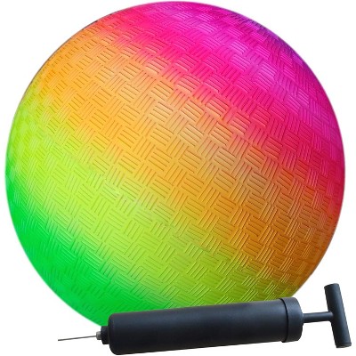 KUYOTQ 8.5 Inch Playground Ball with Air Pump, Pack of 1 Ball with 1 Pump, Official Size for Dodge Ball, Handball, Camps and Schools£¨Rainbow£©