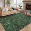 Washable Vintage Living Room Rugs, Soft Non Slip Distressed Floral Print Carpet, Bordered Stain Resistant Bedroom Rugs - 2 of 4