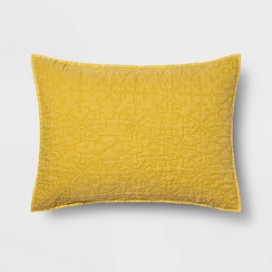 Standard Garment Washed Quilted Pillow Sham Yellow - Opalhouse