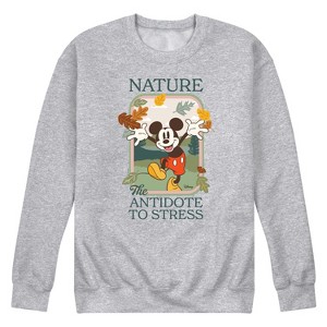 Men's - Disney - Mickey Nature The Antidote To Stress Graphic Fleece Sweatshirt - 1 of 4