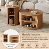 Mshliw Mid-Century 2-Piece Coffee Table Set with Fluted Tambour Doors & Gold Handles, Round Wood Veneer Side Tables for Living Room - 4 of 4