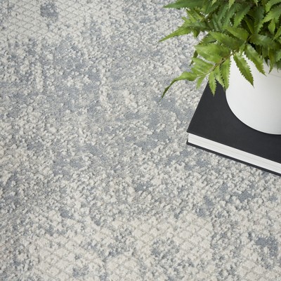 Gray Abstract 4' x 6' Synthetic Handmade Area Rug