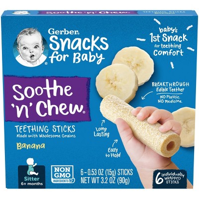 Gerber Baby Soothe N Chew Teething Sticks - Banana - 6ct/3.2oz