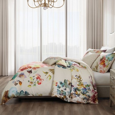 Bebejan Antique Flowers Ivory 100% Cotton Sateen 5 Piece Floral Reversible Comforter Set, All Season Bedding Set - Queen — фото 7