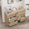 KTMBDW 9 Drawer Double Dresser for Bedroom, Rattan Chest of Dressers, Modern Wooden Dresser Chest with Golden Handles for Living Room, Hallway - 3 of 4