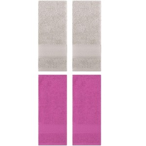 REGALWOVEN 4 Pcs Solid Textured Cotton Soft Absorbent Decorative Hand Towel - 1 of 4