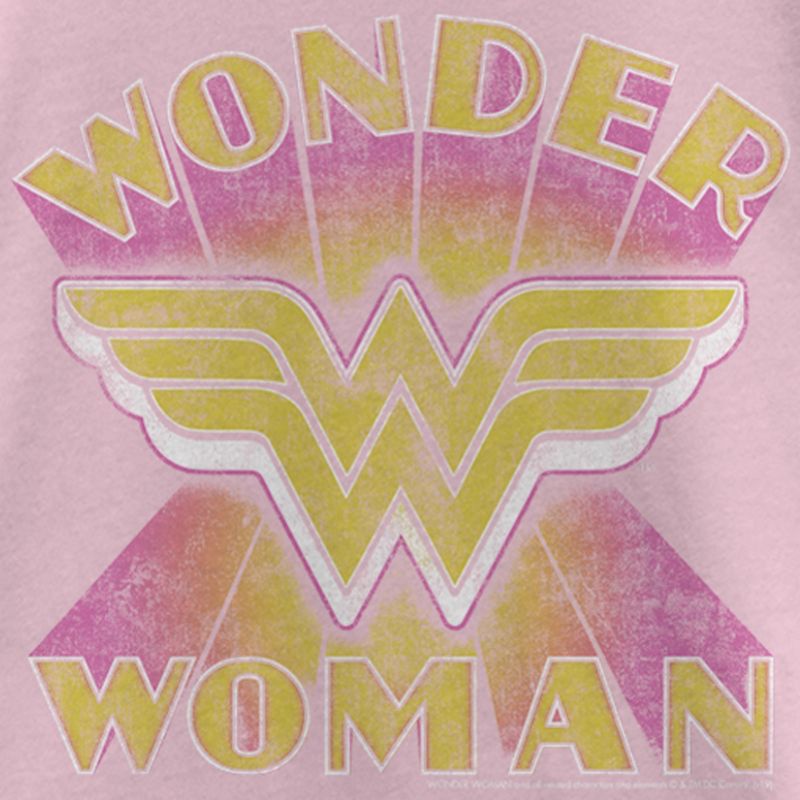 Girl's Wonder Woman Distressed Yellow Logo T-Shirt, 2 of 5