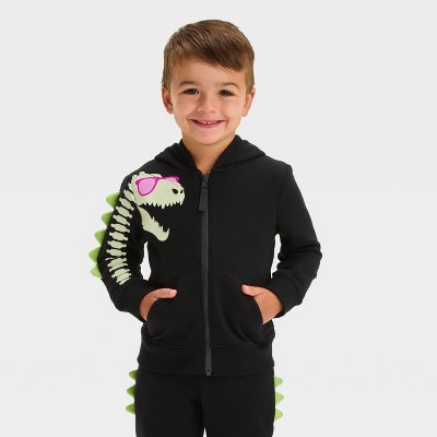 Toddler Boys Glow In The Dark Dino Halloween Zip up Sweatshirt Cat Jack Black Target