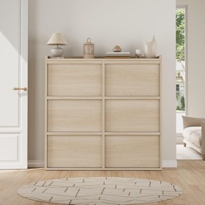 Wooden Shoe Organizer Cabinet with Adjustable Shelf, Hidden Shoe Storage with 6 Flip Drawers, Narrow Freestanding Shoe Storage Organizer for Entry - 1 of 4