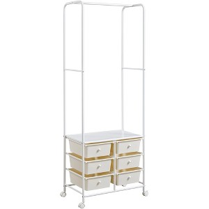 Yaheetech Freestanding Garment Rod with Storage Boxes, Beige - 1 of 4